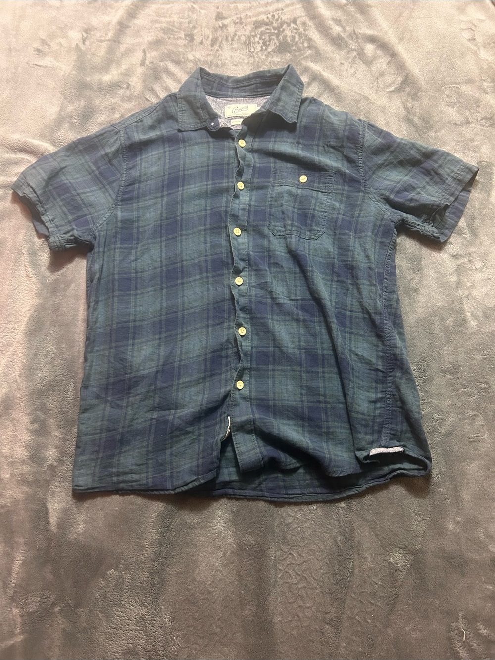 Grayers Blue Green Plaid Short-Sleeve Button-Down Shirt